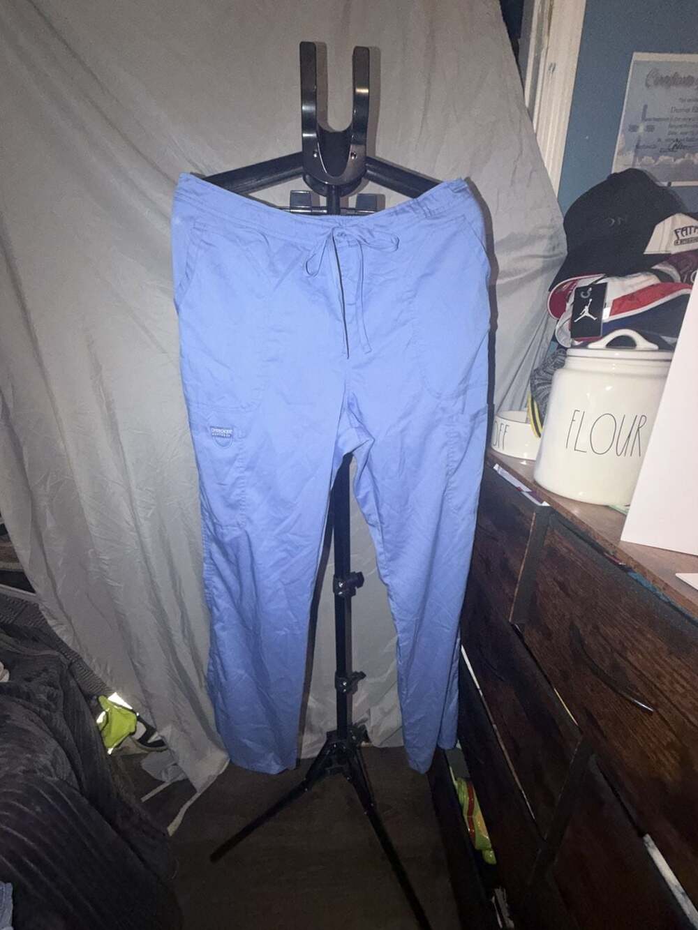 Cherokee Workwear Scrubs Pants Size L Tall Blue Drawstring